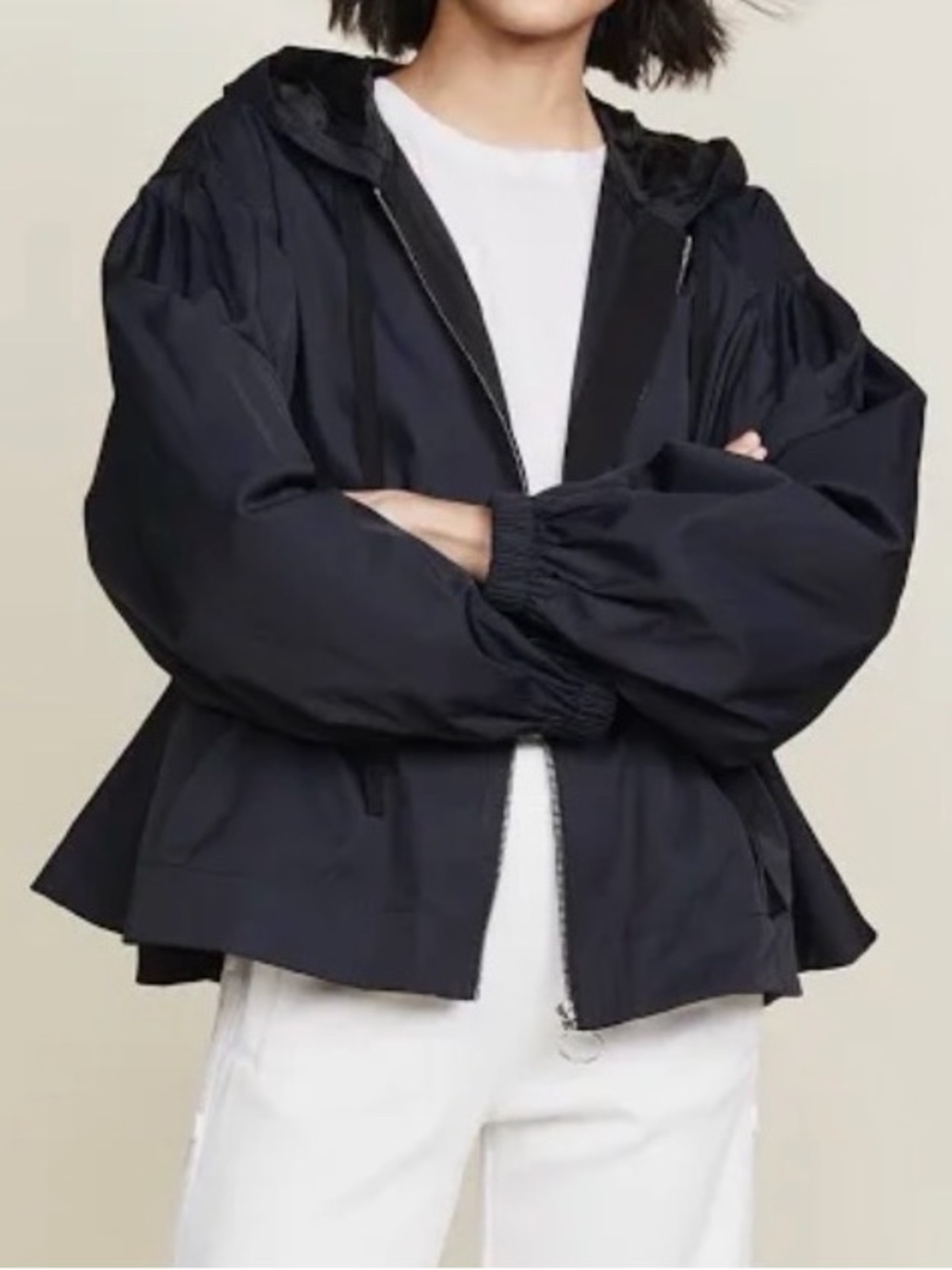 Elizabeth and James Black Hooded Bomber Jacket